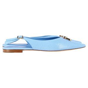 Burberry Monogram Motif Slingback Point-Toe Ballerinas in Light Blue Leather